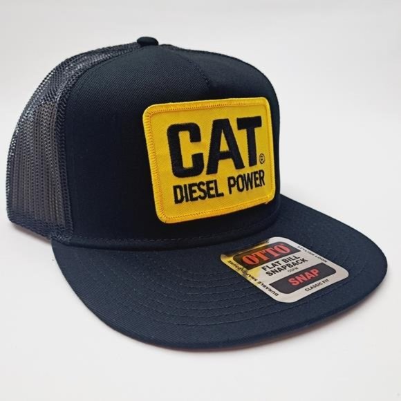 Retro CATDiesel Power Embroidered Patch Flat Bill Trucker Mesh Snapback Cap Hat - Picture 2 of 4